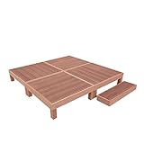 人工木ウッドデッキ 縁台+ステップ 5点セット 1坪 連結用ネジ付 樹脂 デッキ 縁台【2色選択可】 (ブラウン)