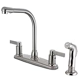 Kingston Brass FB2758NDLSP 7-Inch in Spout Reach NuvoFusion 8-Inch Centerset Kitchen Faucet with Mat