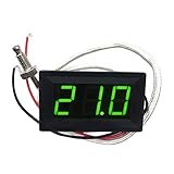 Lovoski 熱電対　デジタル　温度センサー　パネルメーター　-30℃-800℃　赤/青/緑　プローブ付き - 緑