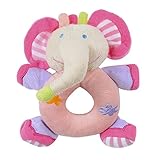 IPOTCH ぬいぐるみラトル　ベビー　がらがら　おもちゃ　動物形のぬいぐるみ 　布のおもちゃ　全６種　 - ピンクの象