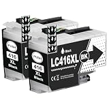 Aseker互換LC416XL LC416XLBKインク「ブラック2パック」高容量対応機種 Brotherブラザー DCP-J4140N DCP-J4143N MFC-J4443N J4543N J4440N MFC-J4540N J4940DN 颜料残量検知対応 (BK*2)