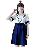 REILI　ワンピース　レディース マタニティドレス　半袖　フレア　ハーフワンピース　配色　妊婦服　大きいサイズ　授乳服　夏　シンプル　カジュアル