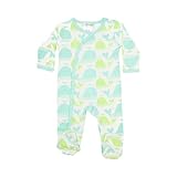 Carley大麦for女の子または男の子Baby Organic Green Whale Footedパジャマスリーサイズ3 – 6ヶ月