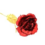 Transerゴールド箔恋人の人工花のローズ誕生日クリエイティブギフト花 レッド