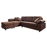 タンスのゲン カウチソファ ファブリック ポケットコイル仕様 クッション付き 3人掛けタイプ 【ファブリック】 ブラウン 31200005 ABR