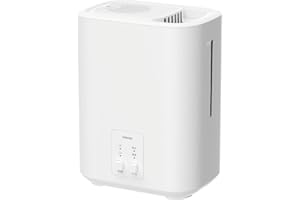 [山善] 加湿器 加熱式 スチーム式 上から給水 (和室6畳/洋室10畳) アロマ 卓上 タンク丸洗い 空焚き防止 加湿量2段階調節 寝室 ホワイト AMKS-AMA30