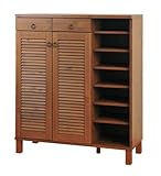 ルーバー扉シューズストッカー：Erato(エラト）★幅90センチ　ブラウン(brown)