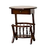 クロシオ トレビ マガジンラック付電話台BR ブラウン 完成品 幅49.5cm