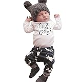 ベビー服セット、Funic新生児幼児ベビーBoy文字プリントロンパーストップス+パンツ服装 3 Months ホワイト