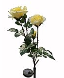 Solar Yellow Rose Flower Lights , Solar Powered Garden Outdoor Decorative Landscape LED Rose Lights 