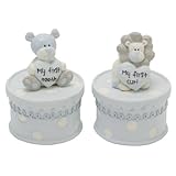 Tracey Russell Polka Dot Coll First Tooth and Curl Boxes Blue by Widdop Bingham