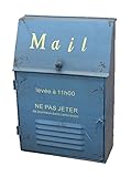 アイアン　Mail ポスト　アンティーク風 (ブルー) ２色 郵便受け 新聞受け かっこいい サビや歪み 壁掛け メールボックス 新築祝 引越祝 ギフト プレセント　かっこいい　おしゃれ