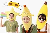 かぶり物 バナナ キャップ コスプレ バナナ帽子 banana かぶりもの コスプレ小道具 仮装 着ぐるみCAP 被り物 ぬいぐるみ かわいい ふわふわ キャップ クリスマス ハロウィン 仮装 写真撮影 パーティー グッズ 撮影道具 (B)