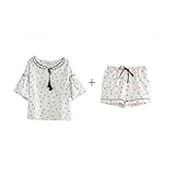 GAODUZI 夏の綿パジャマレディースかわいいミドルスリーブ服ルーズコットン下着半袖セット（半袖+半袖） (色 : マルチカラー まるちから゜, サイズ さいず : Xl xl)