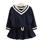 WIN セットアップ 女の子 子供服　 女の子 長袖 ワンピース フレア スカート　キッズワンピース キッズ ワンピース 入学 入園　子供服 キッズ 女の子　スカート＋服 (130cm)
