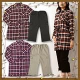 7405 〔単品でも着まわせる マタニティ シャツ ワンピース & パンツ セット 着こなし方いろいろ <br/> 【ローズマダム rosemadame マタニティー】 M-L Aレッド