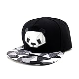 Kangkang @パンダ漫画ヒップホップキャップメスフラット帽子オスキャップ野球キャップ カラー: ブラック