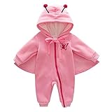 Hzjundasi 新生児 赤ちゃん 女の子 防風 可愛い バタフライ クローク カバーオール 幼児 ロンパース フード付き 長袖 コットン 秋冬 アウターウェア 出産祝い 衣装