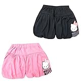 ベビー服 女の子 バルーン パンツ ボトム HELLO KITTY ハローキティ 綿100％ 天竺素材 リボン キャラプリント 女児 ベビー (2.ブラック/95cm)