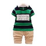 【SEBLES】ベビー 赤ちゃん 男の子 ラウンドネック ボーダー Tシャツ 無地 パンツ チノパン ズボン ボトムス コットン 綿 コットン ツーピース セット 夏 春(タイプB,120cm)