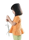 ベビーゴー　子供服　女の子　丸ネック　キッズ　半袖　Tシャツ　綿麻　（オレンジ　XL/130）