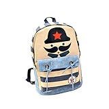 sea-junopかわいい耐久性キャンバスBearded Soldier旅行スクールバッグバックパックギフト(スカイブルー)