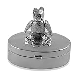 スターリングシルバーのテディーベアの卵形の歯の箱