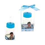 Lunaura Baby Keepsake - Set of 12 Boy Black Ethnic Baby on Baby Bottle Favors - Blue by Lunaura