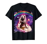 スペースキャットラマナマケモノ乗馬アイスクリーム Tシャツ