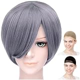 [CaseEden] コスプレ ウィッグ プレミアム さらさら ショートボブ ショート ダークシルバー 銀髪 WIG6132