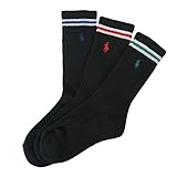 (ポロ ラルフローレン)POLO Ralph Lauren ソックス キッズ ボーイズ 男の子 女の子 ３足セット リブ ポニー ブラック×マルチ 4-7 [並行輸入品]
