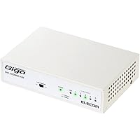 エレコム スイッチングハブ ギガビット 5ポート 金属筐体 マグネット付 電源内蔵 ホワイト EHC-G05MN2-HJW
