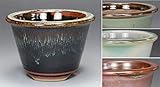 いよじ園 【盆栽鉢】 小石原焼/外縁丸深鉢 4色セット【左右10.5cm】【ミニ鉢～小鉢】