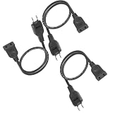 KOZUMUWAN 【延長コード 屋内用 3本セット】電源タップ ACアダプタ用電源延長コード 1個口 ブラック 0.5M 頑丈コード ラッキング火災予防絶縁キャップ付きスイングプラグ フリープラグ 180度回転プラグ 2ピンプラグ接続可能 メス オス 3本入り (0.5ｍ, ブラック)