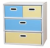 マツダ紙工業 お片付けチェスト(3段・ブルー・イエロー) 9001000118