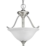 Progress Lighting P3467-09 3-Light Semi-Flush Close-To-Ceiling Fixture with Swirled Alabaster Glass,