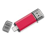 RAOYI TypeC USBメモリ 128GB USB3.0 タイプCフラッシュドライブ 2in1 高速デュアルフラッシュディスク（TypeC+USB3.0）OTG キャップ式 (赤)