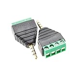 2個いり ネジ留め式端子台 3.5 mm 1/8"TRRSオスジャックからAV 4ネジ配線板バランスコンバータコネクタ ヘッドフォンバラムコンバータアダプタ4極ミニプラグ3.5mm ジャックプラグ アダプター toステレオミニジャック 4ピンオーディオ ケーブル 中継 変換端子台 イヤホン ヘッドセットケーブル