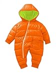 C-Princessベビー カバーオール ロンパース フード付 冬 防寒アウター ジャンプスーツ 綿入れ 赤ちゃん　新生児 子供　男女兼用 (80, Aオレンジ)