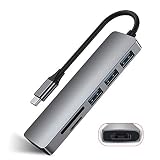 SLuB Type-C ドッキングステーション USB C ハブ USB Type C 変換アダプター 4K 解像度 HDMIポート USB 3.0ポート*3 Micro SD/SDカードリーダー MacBook MacBook Pro MacBook Air ChromeBook 他対応（グレー）