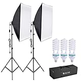 ソフトボックス 写真照明用セット 50x70cm 135W【純白CFL電球×3】 5500K色温度 被写体の立体感引き出し 2ｍ三脚付きの撮
