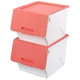 山善(YAMAZEN) 収納ボックス フタ付き 高さ31cm 2個組 キャスター付き サンドピンク YOB-M*2C(SPI)