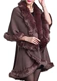 c06brF （Galette des Rois） レディース ショール コート フェイクファー ドレス 厚手 アウター c06 (フリーサイズ, ブラウン)