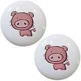 セットの2 Kid 's Pigセラミックキャビネット引き出しプルノブ