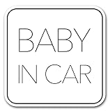 ベビーインカー マグネット【 シンプルデザイン 】Baby in car 赤ちゃん乗っています Baby On Board ステッカー サイン ホワイト (マグネット)