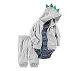 カーターズ☆出産祝い☆3点セット☆ダイナソーパーカー+ロンパース+パンツ付き☆3D恐竜パーカー (12M(72cm～78cm))