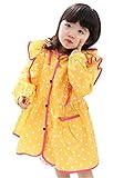 Mille Ti Rana キッズ レインコート フリル 水玉 レインウェア 女の子 カッパ 雨具 収納袋付 (イエロー)