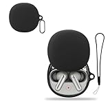 For VIAIM RecDot ケース カバー KONXISA VIAIM RecDot 用 シリコン ケース 耐衝撃 防水防塵 ウォッシャブル （カラビナ付き+ストラップ付き ） 着用しやすい 装着充電可能 持ち運びがしやすい（ブラック）