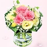 誕生日フラワーギフト　花キューピットのピンクバラのグラスブーケ花 ギフト 誕生日 プレゼント