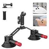 NEEWER デュアル吸盤マウント アクションカメラ用 車載 真空吸盤カメラマウント 360°ボールヘッドマジックアーム/スマホホルダー/アクションカメラアダプター付き クイックリリース コンパチブル Insta360 OSMO CA066